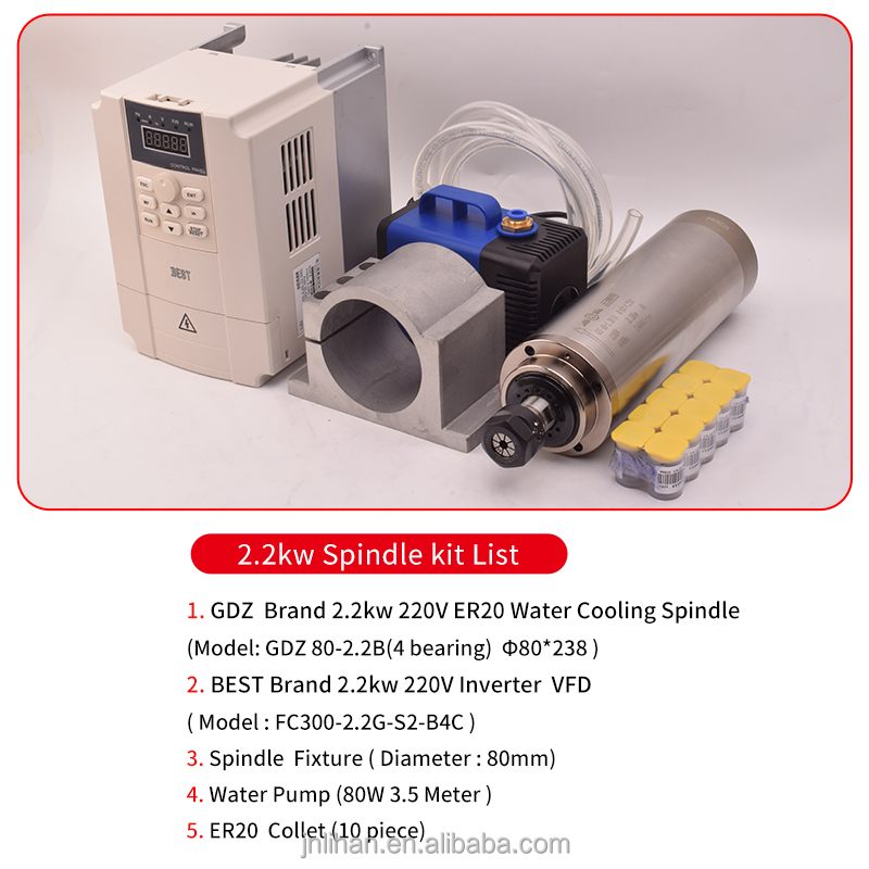 Инверторный комплект GDZ 2.2 к – обзор и цена 2.2Kw Water Cooled Spindle Kit Vfd
